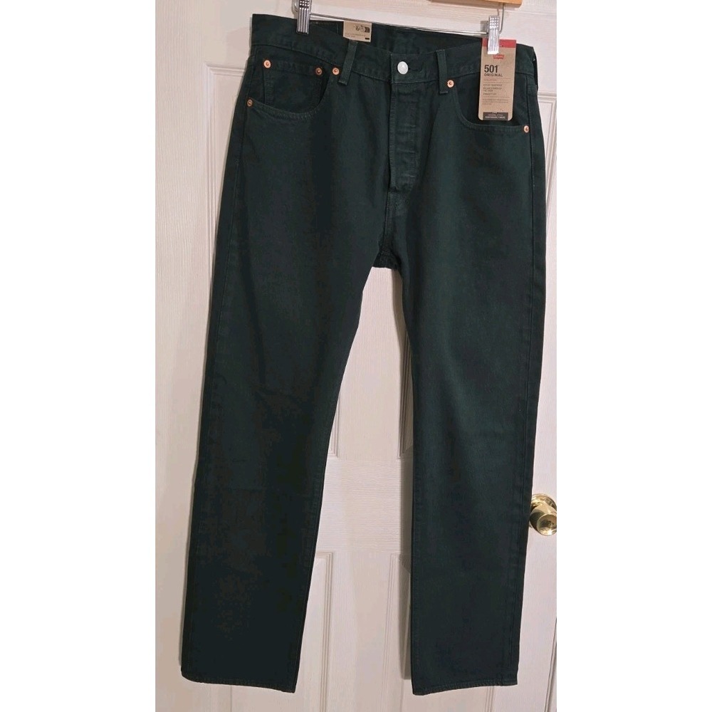 Levi's 501 Mens Jeans 32x32 Sits at Waist Relaxed Thigh Straight Leg GREEN
